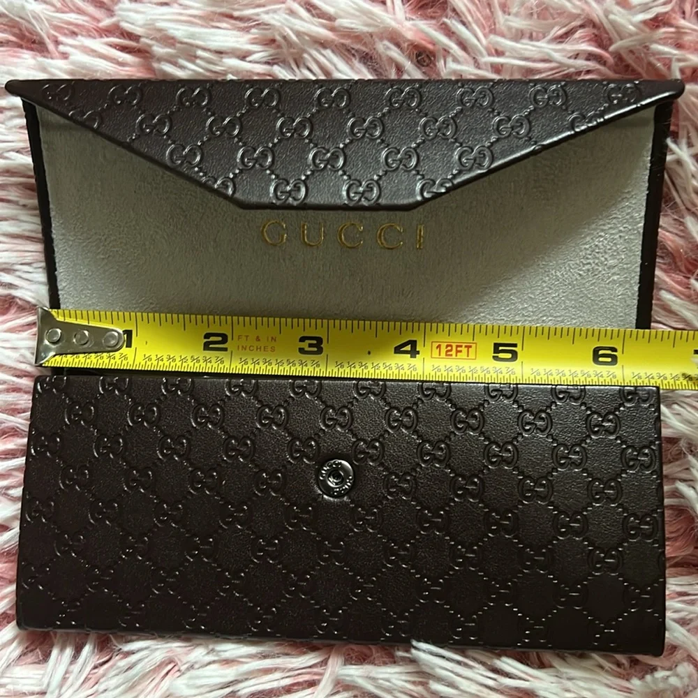Gucci Diamond Patterned GG Black Empty Sunglasses Case Cleaning Cloth Leather